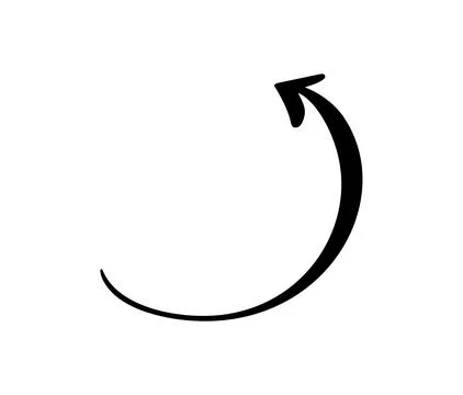 Black arrow pointing down following a curved path Stock Illustration