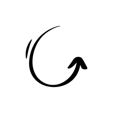 Black arrow pointing down following a curved path Stock Illustration