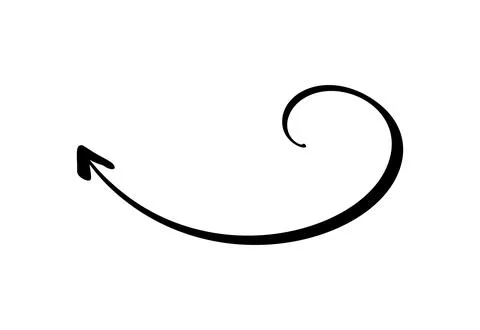 Black arrow pointing down following a curved path Stock Illustration