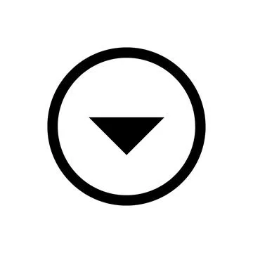 Black arrow pointing down inside a circle isolated on transparent background Stock Illustration