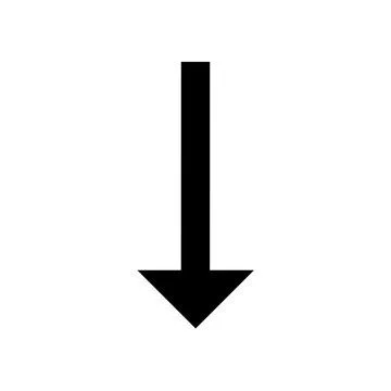 Black arrow pointing down isolated on transparent background Stock Illustration
