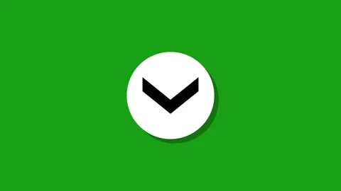 Black arrow pointing down motion graphic on white circle with shadow on gre.. Stock Footage 327762768