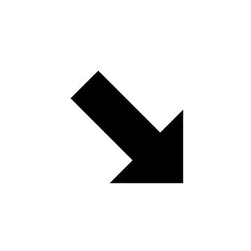 Black arrow pointing down right isolated on transparent background Stock Illustration