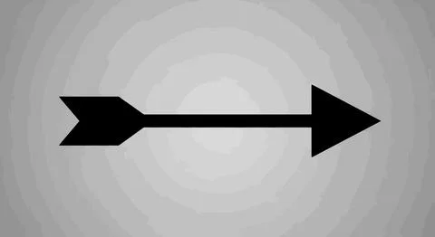Black arrow pointing right on gray concentric circles Ilustración de archivo