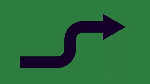 Black arrow on an pointing up to the right in middle it left cartoonish Video stock 335994399