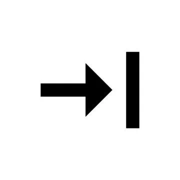 Black arrow pointing to a vertical line isolated on transparent background Stock Illustration