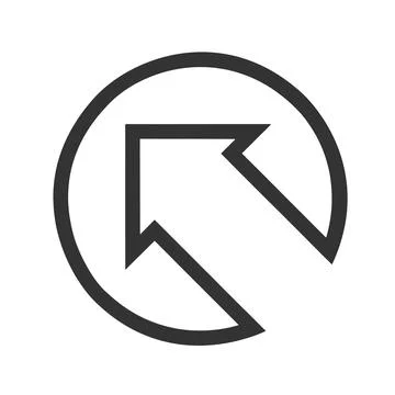 Black arrow points up to left flat icon on white Background Stock Illustration