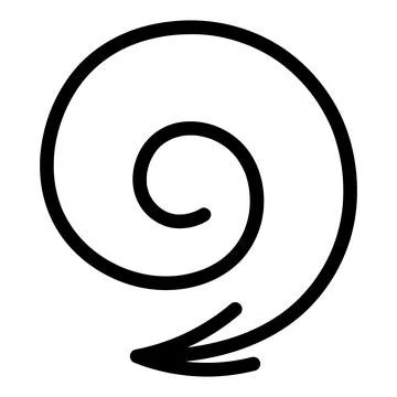 Black arrow rotating in a spiral. Pointer twisting in a circle to the left. Stockillustratie