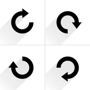 Black arrow sign refresh, rotation, reset icon Illustrazione stock