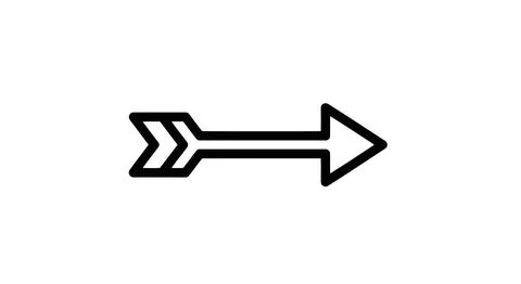 A black arrow with a triangular tail pointing to the right on a white backg.. Stock Illustration