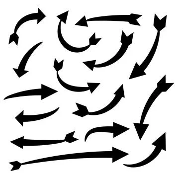 Black arrow Vector Icon - Arrows big black set icons - Hand drawn arrow Stock Illustration