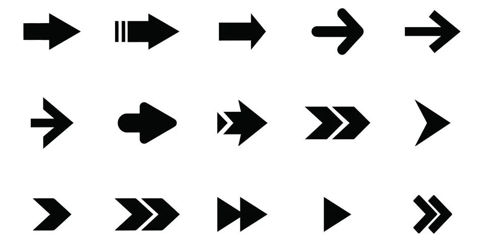 Black Arrow Vector Set Illustrazione stock