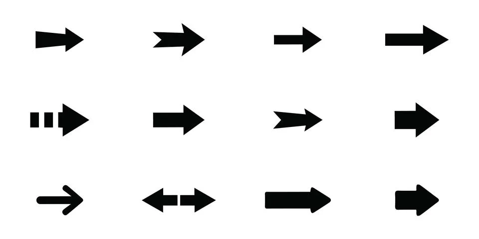 Black Arrow Vector Set For Interface Elements 库存插图
