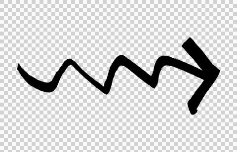 Black arrow wavy and thin brush stroke icon isolated Illustrazione stock