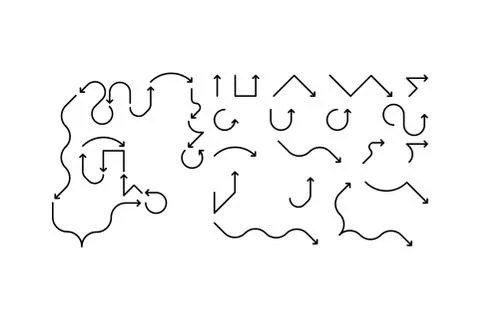 Black arrows indicating different directions of movement. Flat vector illustr Stock Illustration