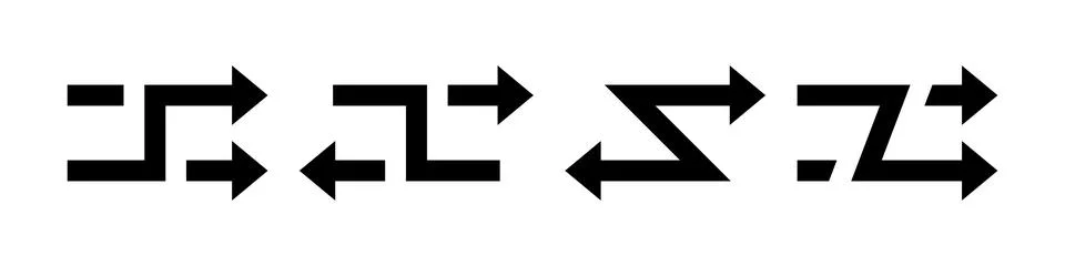 Black arrows with intersection icon. Shuffle icon. Random symbol. Vector  Ilustração Stock