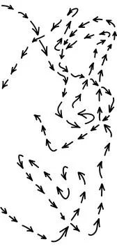 Black arrows in random motion. Tangled arrows on a white background Stock Illustration