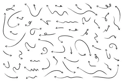 Black arrows set pointer cursor, arrow silhouette icons, vector element isolate Stock Illustration