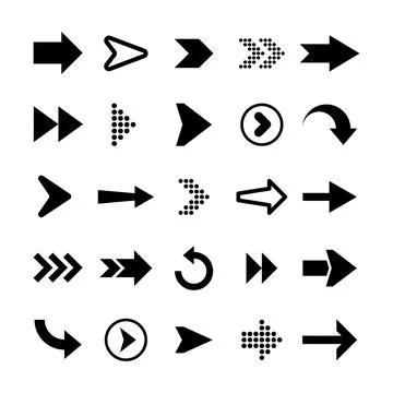Black Arrows Set on White Background. Arrow, Cursor Icon. Vector Pointers 스톡 일러스트