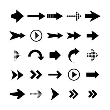 Black Arrows Set on White Background. Arrow, Cursor Icon. Vector Pointers Stock Illustration