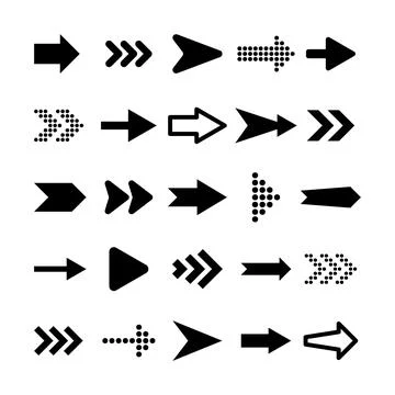 Black Arrows Set on White Background. Arrow, Cursor Icon. Vector Pointers Stock Illustration
