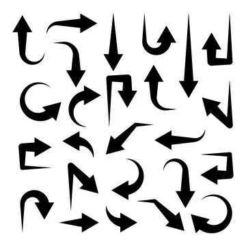Black Arrows Set on White Background. Arrow, Cursor Icon. Vector Pointers Stock Illustration