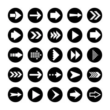 Black Arrows Set on White Background. Arrow, Cursor Icon. Vector Pointers Ilustración de archivo