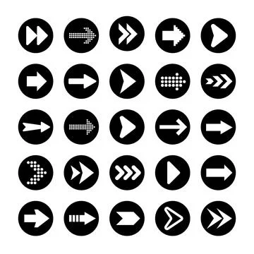 Black Arrows Set on White Background. Arrow, Cursor Icon. Vector Pointers Ilustración de archivo