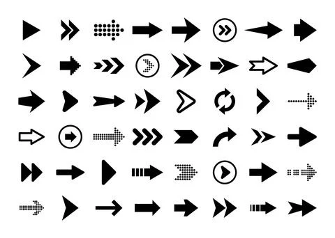 Black Arrows Set on White Background. Arrow, Cursor Icon. Vector Pointers Stock Illustration