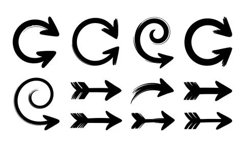 Black arrows on white background directional arrows curved arrows Stock Illustration
