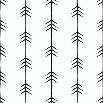 Black arrows on white background seamless vector pattern illustration Illustrazione stock