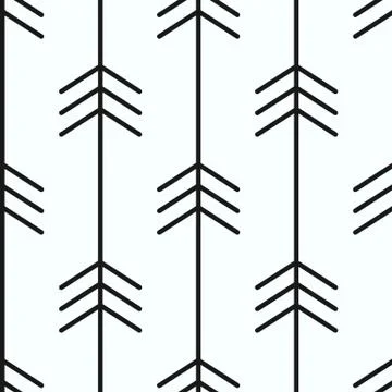 Black arrows on white background seamless vector pattern illustration Stock Illustration