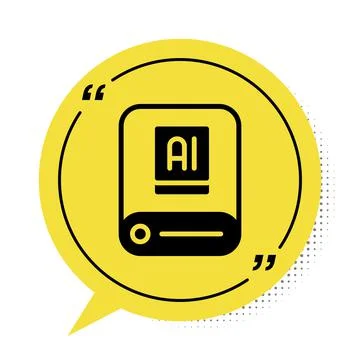 Black Artificial intelligence AI icon isolated on white background. Machine Stock Illustration