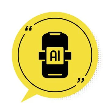 Black Artificial intelligence AI icon isolated on white background. Machine 스톡 일러스트