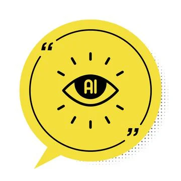 Black Artificial intelligence AI icon isolated on white background. Machine Stock Illustration