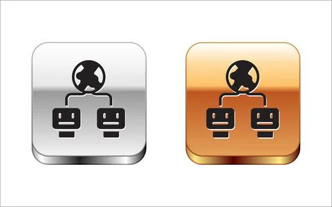 Black Artificial intelligence icon isolated on white background. Machine Stock Illustration