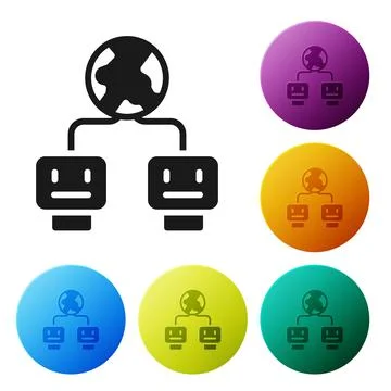 Black Artificial intelligence icon isolated on white background. Machine Stock Illustration