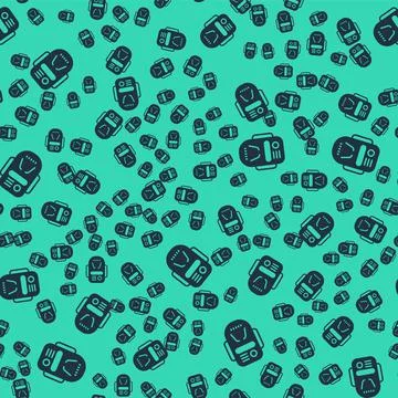 Black Artificial intelligence robot icon isolated seamless pattern on green Stock Illustration