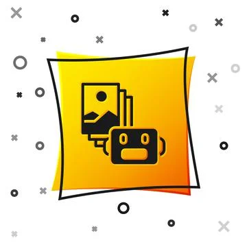 Black Artificial intelligence robot icon isolated on white background. Machine Illustrazione stock