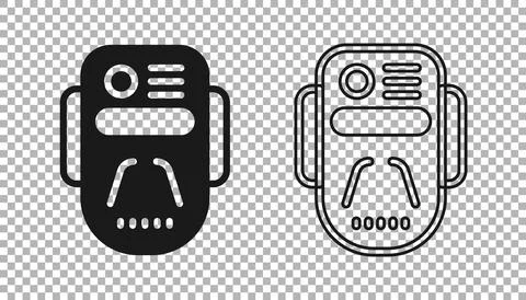Black Artificial intelligence robot icon isolated on transparent background Stock Illustration