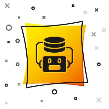 Black Artificial intelligence robot icon isolated on white background. Machine Stock Illustration
