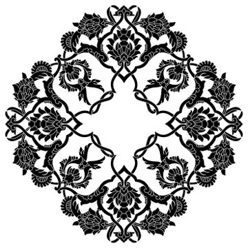 Black artistic ottoman pattern series fifty three version Stock Illustration