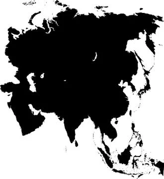Black Asia map Stock Illustration