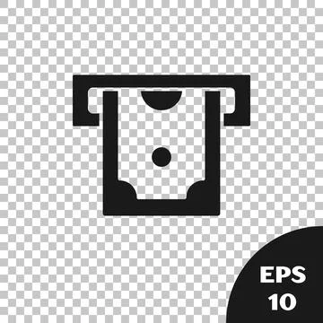 Black ATM - Automated teller machine and money icon isolated on transparent Stock Illustration