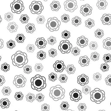 Black Atom icon isolated seamless pattern on white background. Symbol of science イラスト素材