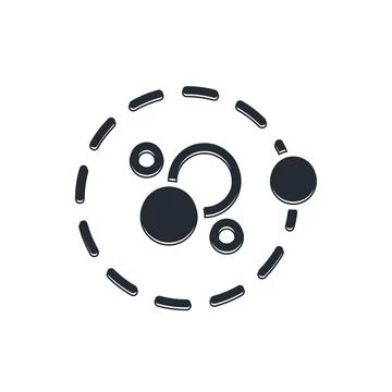 Black Atom icon isolated on white background. Symbol of science, education,.. Stock Illustration