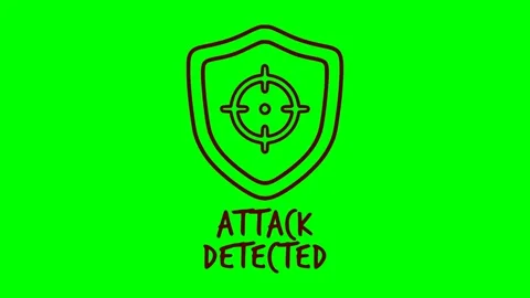 Black attack detected signage red flash blink animation Stock Footage 346315275