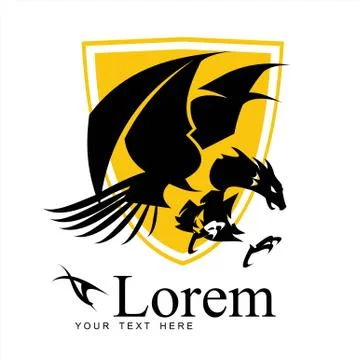 Black Attacking  Dragon Phoenix Stock Illustration