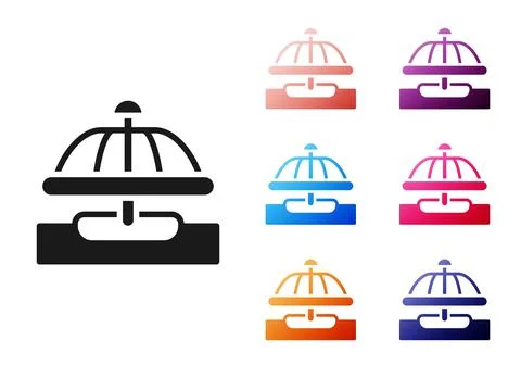 Black Attraction carousel icon isolated on white background. Amusement park Illustrazione stock