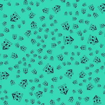 Black Attraction carousel icon isolated seamless pattern on green backgroun.. 스톡 일러스트